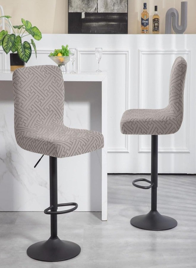 غطاء كرسي بار Bifaunvogel مع مساند ظهر، عبوة من 4 قطع، قابل للتمدد، مناسب لكراسي البار المرتفعة، قابل للغسل، مربع الشكل، دوار، غطاء مقعد كرسي بار، غطاء حماية كرسي بار متوسط الارتفاع، لون كاكي - Image 2